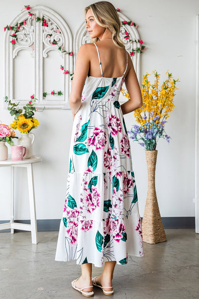 White Floral Cutout Maxi Dress