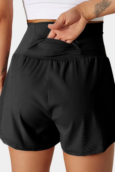 Black Pocketed Athletic Shorts