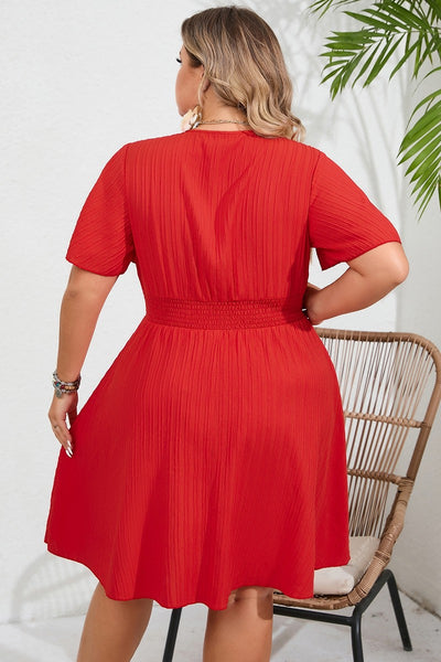 Curvy Red Ruffle Midi