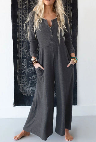 Gray Wide Leg Jumpsuit