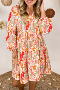 Red Orange Mix Floral Dress