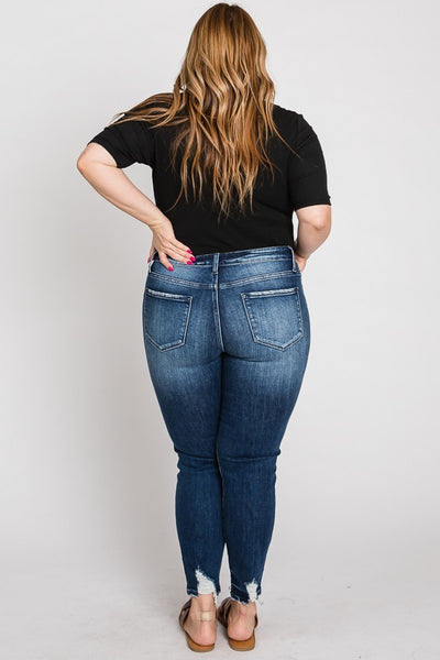 Curvy High Rise Distressed Skinny Jeans