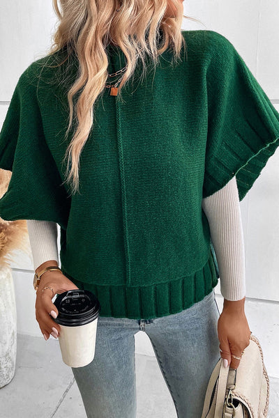 Green Batwing Short Sleeve Sweater