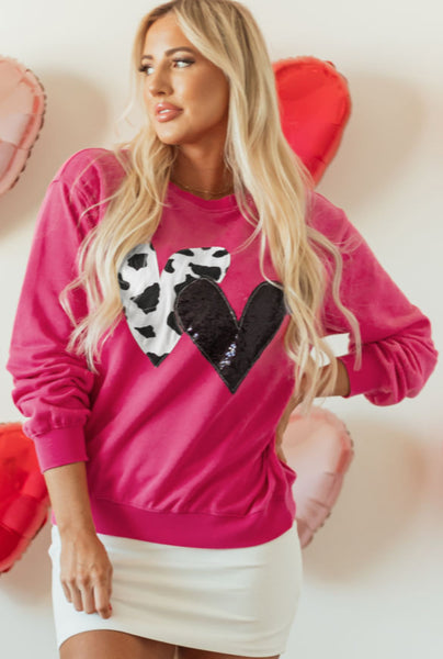 Cow Print Hearts Sweatshirt