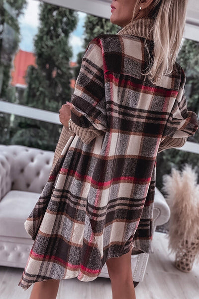 Plaid Open Front Cardigan