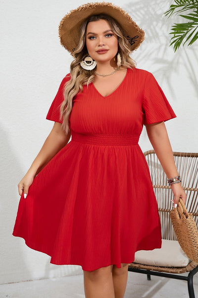 Curvy Red Ruffle Midi