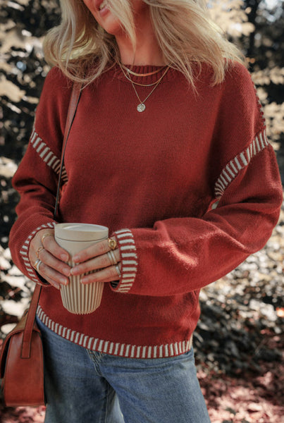 Red Dahlia Contrast Sweater