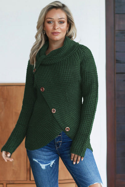 Evergreen Side Button Sweater