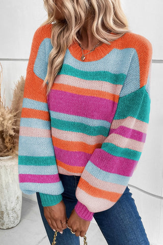 Striped Puff Sleeve Sweater