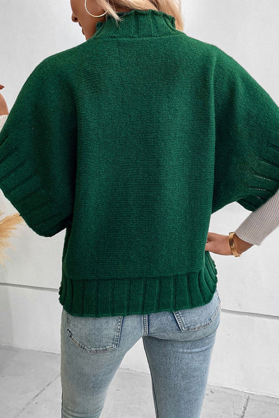 Green Batwing Short Sleeve Sweater