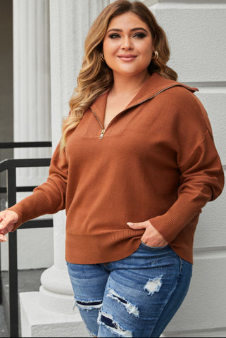 Curvy Caramel Zip Top