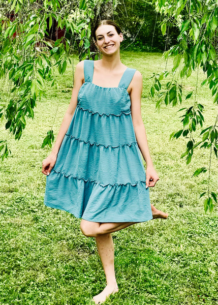 Green Tiered Flowy Dress