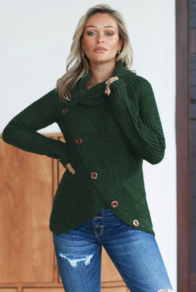 Evergreen Side Button Sweater