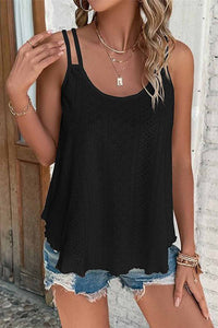 Black Eyelet Double Strap Tank