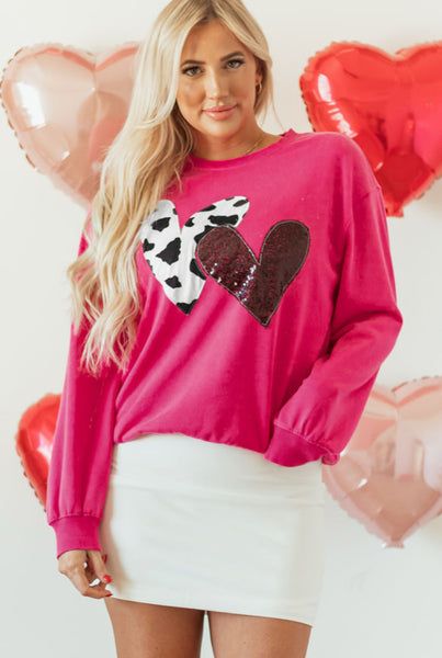 Cow Print Hearts Sweatshirt