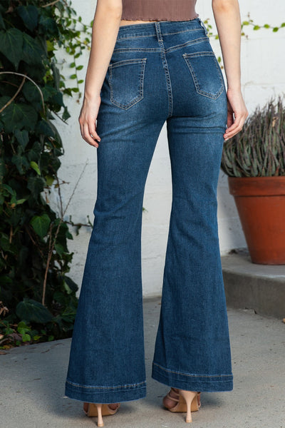 High Waist Front Stitch Flare Jean