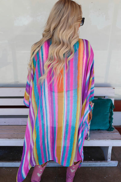 Rainbow Striped Kimono