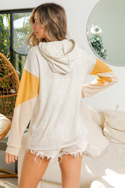 Mustard Mixed Fabric Hoodie