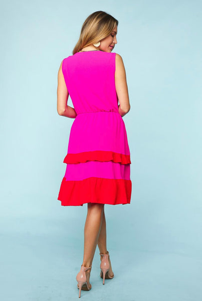 Fuchsia Red Ruffle Dress