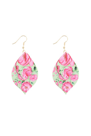 Green/Pink Floral Earrings