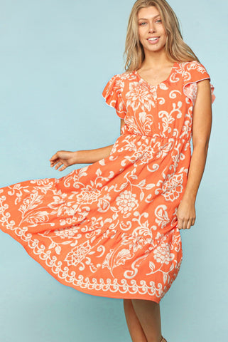 Bohemian Floral Midi with Pockets