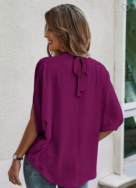 Fuchsia Back Tie Blouse