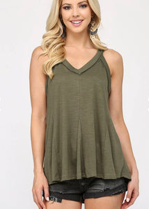 Olive Trapeze Tank Top