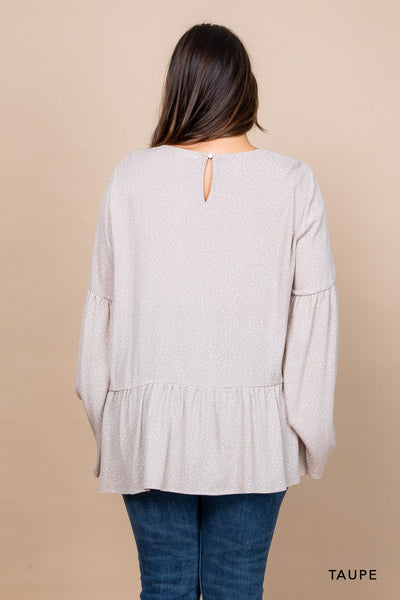 Curvy Taupe Ruffle Top