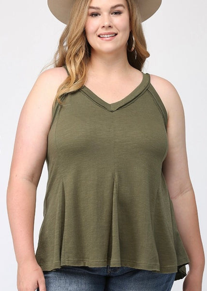 Olive Trapeze Tank Top