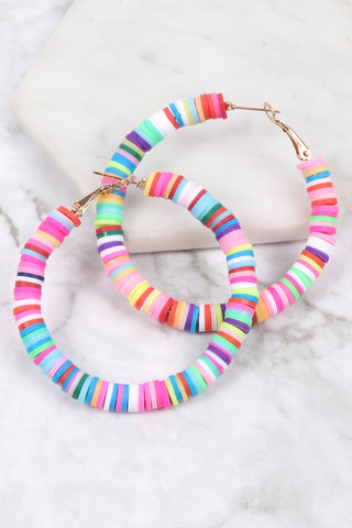 Rainbow Fimo Hoop Earrings