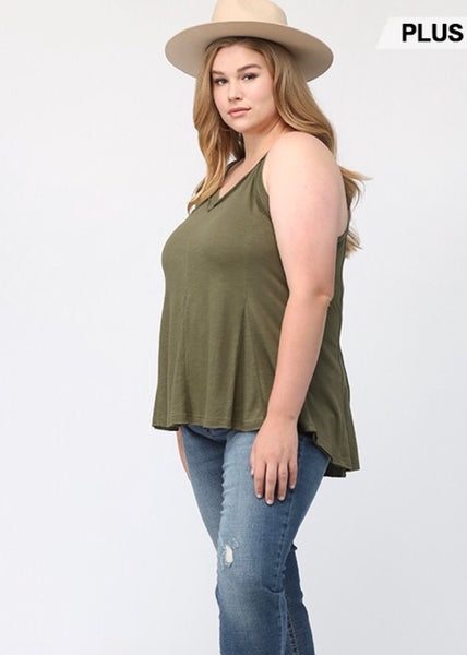 Olive Trapeze Tank Top