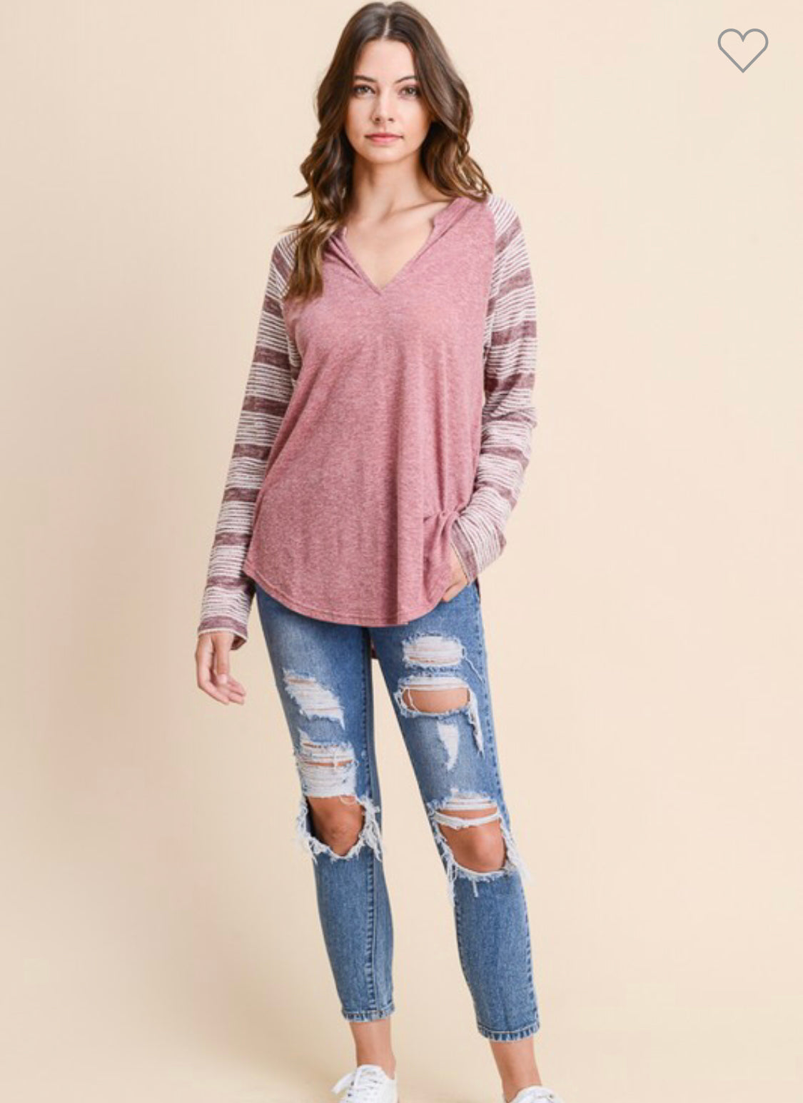 Light Burgundy Raglan Top